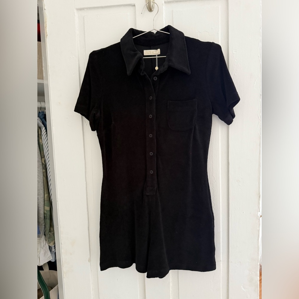 SUZIE KONDI Rami Fitted Terry Beach Romper-L Black